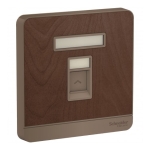 Schneider Electric 施耐德電氣 AvatarOn 單位RJ45八線5e類數據插座，Keystone面板備防塵活門 (胡桃木) (E8331RJS5_WD_C5)